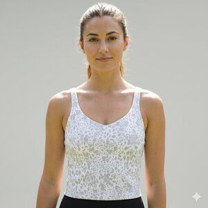 Lululemon Women’s White Gray Leopard Print Athletic Tank Top Size 14